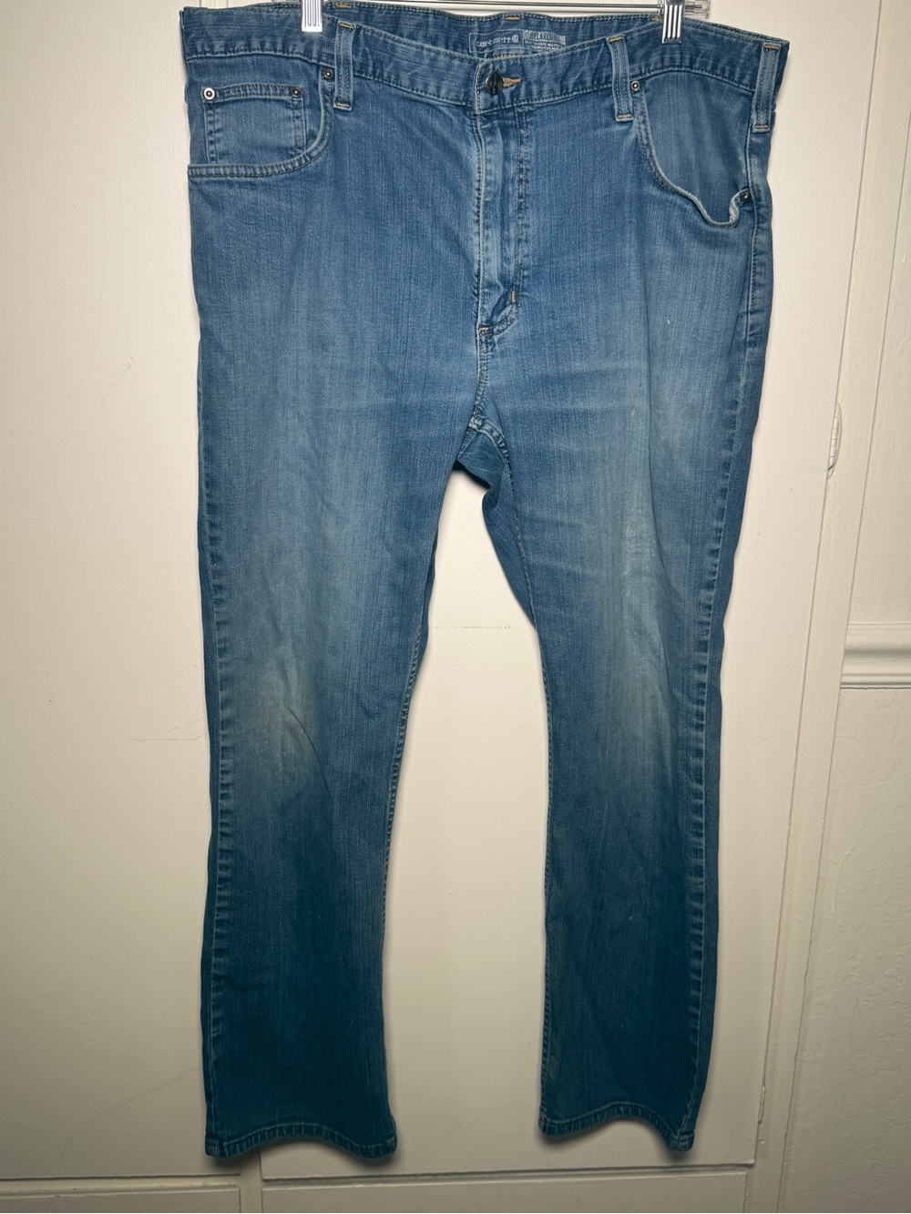 Carhartt Men's Light Blue Relaxed Fit Denim Work Jeans 40x30
